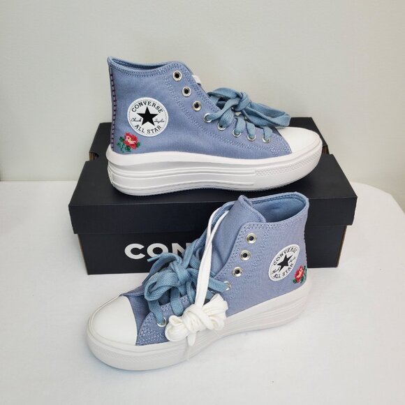 Converse Womens Chuck Taylor All Star Move Hi Platform Rose Cross Stitch A12571C - Picture 10 of 15